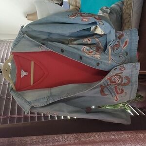Chico's Womens Embroidered Jean's Jacket